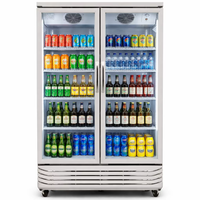 Nuevo Refrigerador Exhibidor LG-980 F con Doble Puerta de Vidrio, Eficiencia Energética de 5 Estrellas, para Bebidas, Ideal para Supermercados y Hoteles