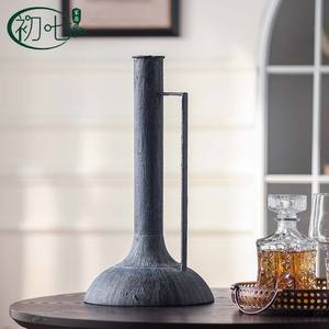 Jarrón Metálico Minimalista Nórdico con Asa, Acabado Azul Desgastado, para Decoración de Sala de Estar - Product Image 3