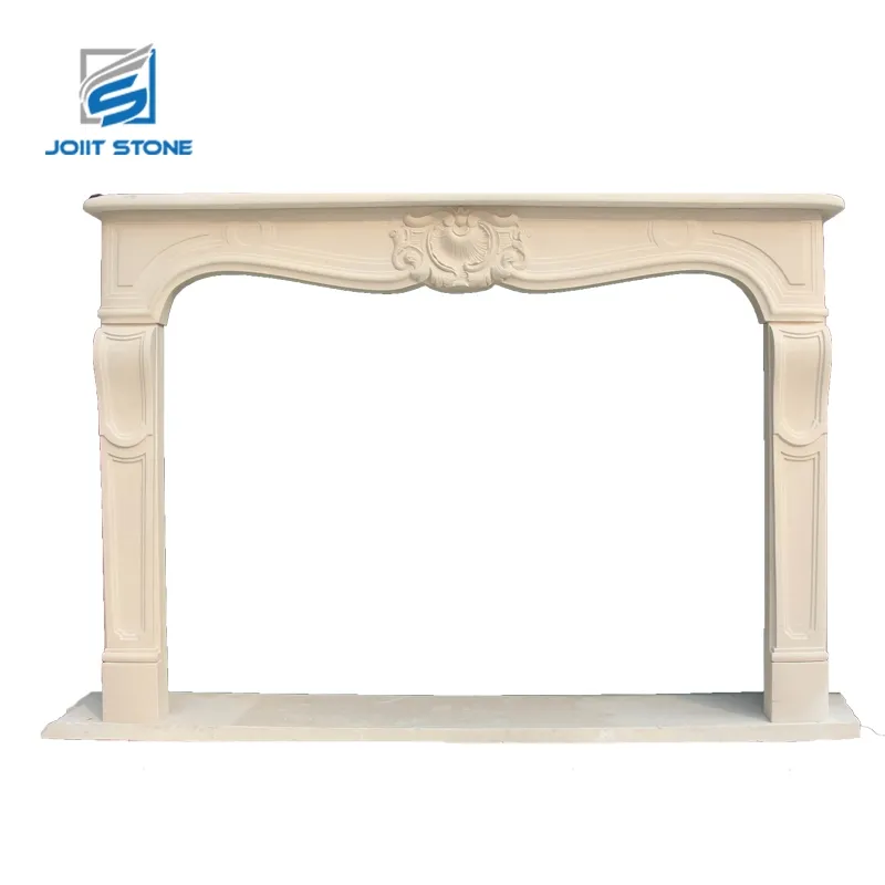 Manufacturer specialized in modern white natural stone fireplace surround frame