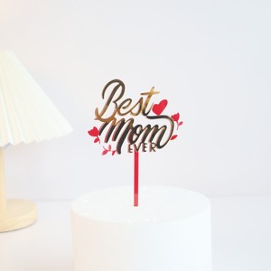 Adorno de acrílico para pastel con la frase 'Mamá te ama' y 'Dulzura', decoración para pastel del Día de la Madre, estilo doble capa. - Product Image 4