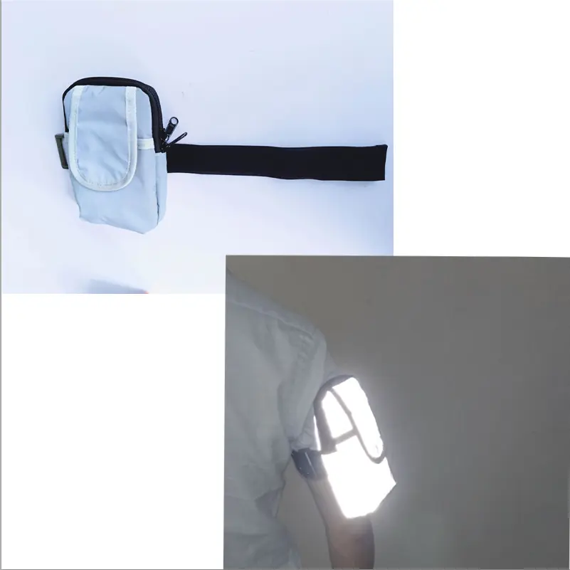 Bolsa de náilon refletiva para smartphone, à prova d'água, alta luz, esportiva, para corrida, à prova d' água, saco de bolso
