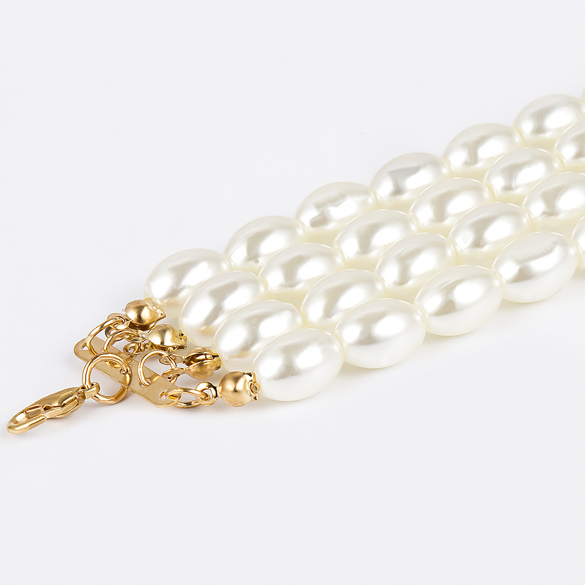 Collier Ras-de-cou Femme Blanc Imitation Perles - Multicouches - Neuf Avec étiquettes
