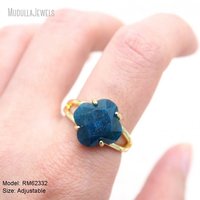 RM62324 Bagues bohèmes en pierres précieuses naturelles, trèfle à quatre feuilles, pierre sculptée en cristal, bijoux de créateur pour femmes