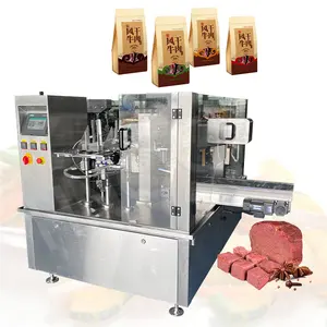 HNOC Máquina automática de embalagem de carne para bolsas stand-up, pré-fabricada de boca aberta, preenchimento de carne, com bolsas stand-up