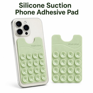 Support de téléphone adhésif en silicone avec logo personnalisé, fixation par ventouse, support mains libres pour smartphone, pour miroir, douche, salle de sport, cadeau promotionnel - Product Image 1