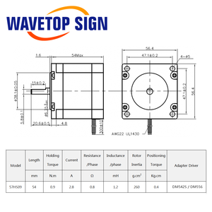 WaveTopSign Leadshine Nema23ステッパモーター57HS09 0.9N.<span class=keywords><strong>m</strong></span> 3.0A CO2レーザー切断および彫刻機用 - Product Image 2