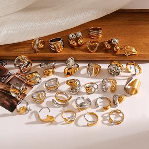 yunnique Geometric Stainless Steel <b>Ring</b> Vacuum Gold Plated 18k Women's Fashion Party Jewelry - Product Image 2