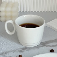 Tasses à café en céramique artisanales minimalistes, blanches pures, sûres pour le latte art, Mojava Cream, pour la maison et le bureau, vente directe, vente en gros
