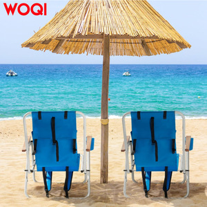 เก้าอี้ชายหาดพับได้ Woqi สีฟ้า ผ้า Oxford ปรับเอนได้ พกพาสะดวก พร้อมที่วางแก้ว รับน้ำหนักได้ 120 กก. - Product Image 1