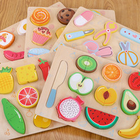 Premium Houten Snijvoedsel Speelset Voor Kinderen Realistische Fruitgroenten Taarten Met Houten Mes En Opbergblad