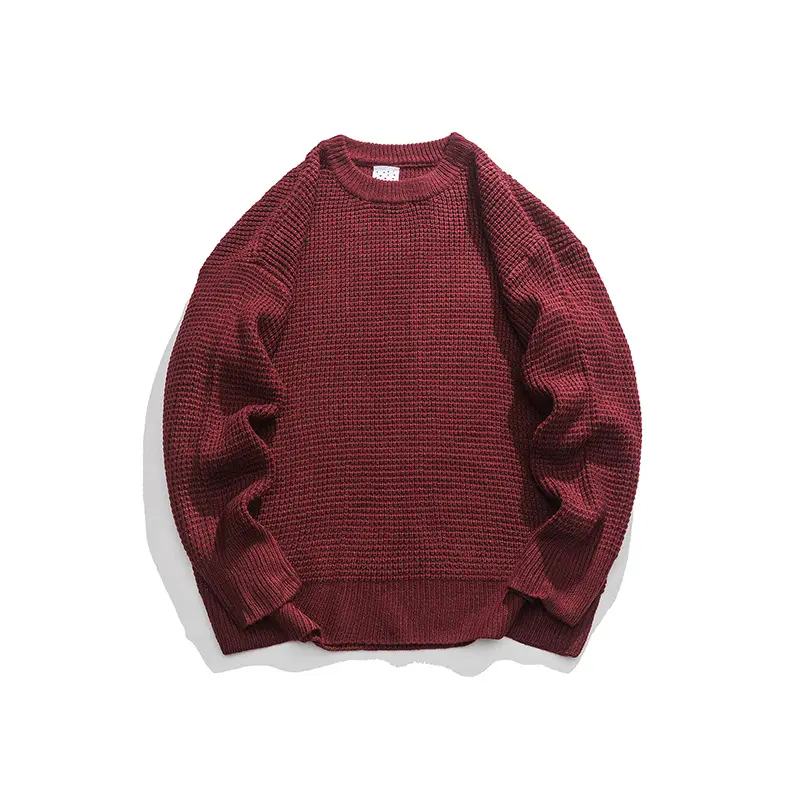 Blusa de malha unissex estilo base solta vintage, suéter de tecido tricotado com gola redonda, roupa de inverno para homens padrão M-2XL, 1 peça