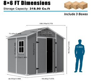 <strong>8</strong> <strong>X</strong> 6 FT Outdoor Storage <strong>Shed</strong>, All-Weather Plastic Garden <strong>Shed</strong> with Floor, Lockable Doors &amp; Windows, DIY Plastic Tool <strong>Shed</strong> - Product Image 6
