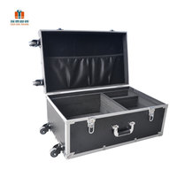 Boîte à canne et outils de maquillage, avec chariot, taille personnalisée, matériaux métalliques, étui de vol en aluminium pour DJ