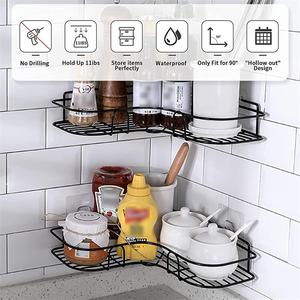 Paquete de 2 estantes adhesivos <span class=keywords><strong>para</strong></span> ducha, sin taladro, de metal inoxidable, en forma de <span class=keywords><strong>L</strong></span>, <span class=keywords><strong>para</strong></span> montaje en pared, <span class=keywords><strong>para</strong></span> baño y cocina - Product Image 2