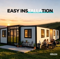 Maison conteneur préfabriquée modulaire de 40 pieds en acier expansé à double aile, pour jardin, portable, avec salle de bain de luxe, 3 chambres, hall, anti-vent