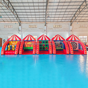 Structure gonflable de <span class=keywords><strong>cirque</strong></span> rouge de qualité commerciale, combo de jeux de carnaval 5 en 1, jeux sportifs interactifs pour la location d'événements et de fêtes - Product Image 3