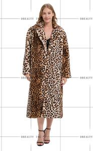 Abrigo de Invierno Elegante y Vintage para Mujer, Tejido con Imitación de Piel de Visón, Diseño Sexy con Solapa Larga, Estilo Sobretodo, Estampado de Leopardo, Transpirable - Product Image 2