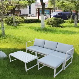 金属製ガーデン家具セットアルミガラステーブルパティオ屋外4人掛け