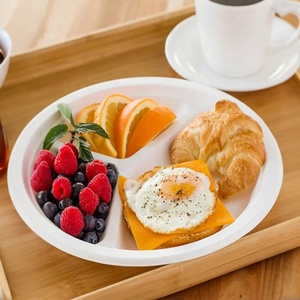 Offre Spéciale 2024 Écologique Jetable Accueil Dîner Rond 3 Compartiment Canne à Sucre Bagasse Plaque De Pâte - Product Image 5