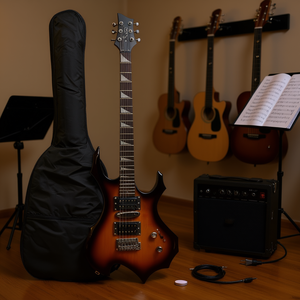 Guitare électrique Glarry avec micros HSH, finition brillante, corps en acajou, touche en palissandre, 6 cordes, pour débutants, comprend - Product Image 2