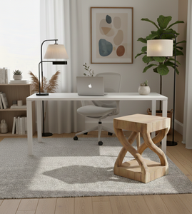 Tabouret artistique en bois de suar sculpté dans du bois massif, aux courbes fluides, grain naturel et caractère distinctif, idéal pour un style d'appoint. - Product Image 2