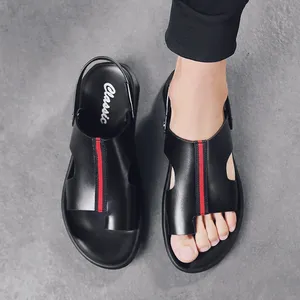 नए आगमन 2021 फैशन के असली चमड़े के हल्के जूते पहनने के दो तरीके नरम आरामदायक पुरुषों के सैंडल - Product Image 2