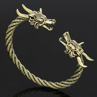 Dragon Celtique Viking Rétro Européen Américain pour Bracelet pour Homme Accessoire Classique en Alliage Réglable Bicolore pour Anniversaires