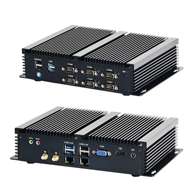 Industrial Fanless Computer 7th Gen Core I3 7167U I5 7300U 8260U I7 10510U Win 11 Pro DDR4 2HD 6xRS232 COM 2xRJ45 LAN Rugged PC
