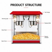 Elektrische popcornmachine, goede kwaliteit voor gebruik in bioscopen en restaurants, 220V, voor bakkerijen, nieuwe staat, geschikt voor snacks zoals maïs en fruit.