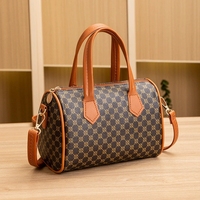 Sac bandoulière Boston matelassé en PU pour femme, nouveau modèle 2026, avec fermeture éclair, motif losanges imprimé, style décontracté et urbain