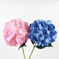 Bunga Hydrangea 3D Biru-Pink Buatan yang Laris Manis, Panjang 65cm, Batang Kain Putih, Sentuhan Realistis, Cocok untuk Hotel dan Taman