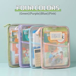 Nouvelle sacoche de rangement pour livres, sac de rangement portable, sac de rangement transparent en gaze avec fermeture éclair - Product Image 3