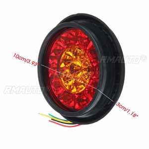 2 Luces Traseras LED Redondas para Automóvil, Color Ámbar Rojo, 16 LED, 12 V, Luces de Freno, Marcha Atrás, para Camión, Remolque, Camioneta - Product Image 6