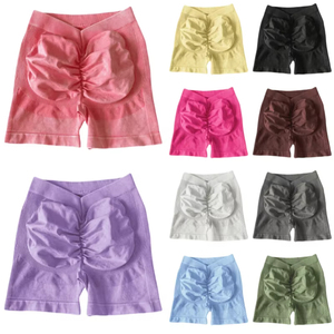 Nylon Chạy Quần Short <span class=keywords><strong>10</strong></span> Màu Sắc Phụ Nữ V-Eo Axit Rửa 3 Đẩy Lên Yoga Quần Short Phòng Tập Thể Dục Liền Mạch Scrunch Mông Thể Thao Quần Short - Product Image 2