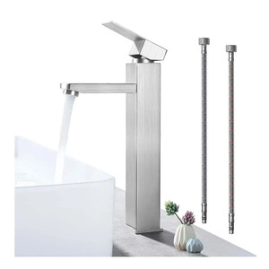 Stainless Steel Basin Faucet Single Handle <b>Deck</b> Mounted Minimalist Design For Washbasin Sink - Product Image 1