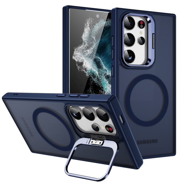Magnet Circle Wireless Charging case for Samsung galaxy S24 ultra S24 Rugged case Stealthy Stand Camera protection