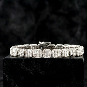 Stylish 14k Gold Lab Grown Diamond Baguette Cut IGI Certified Tenish Link <b>Bracelet</b> for Hip Hop Style Unisex Daily Wear Gift - Product Image 1