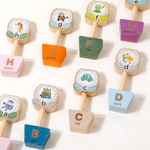 Puzzle Kayu Edukatif Uniseks Motif Bunga dan Huruf, Permainan Edukasi Kartun untuk Anak Usia 2-4 Tahun, Dapat Disesuaikan, Zhejiang - Product Image 4
