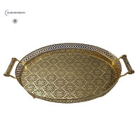 Luxe Goud Metalen Ronde Creatieve Eenvoudige Hotel Bruiloft Voedsel Fruit Snack Serveerschaal