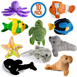 10 Piece Plush Soft Stuffed Sea Animals Toys Turtle, Nemo Fish, Killer Whale Sea Animals Toddler Toys Kids Gift