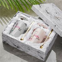 Coffret cadeau de tasses et mugs pour couple Mr & Mrs Flamingo, mug à café en céramique, motif marbré, vaisselle pour la maison, cadeau pour les amoureux, cadeau de mariage