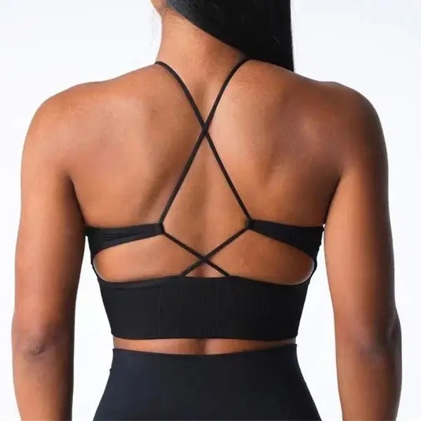 Soutien-gorge de sport à dos croisé Bretelles fines Sexy Séchage rapide Serré Yoga Running Soutien-gorge de sport Yoga personnalisé Sans soutien-gorge de sport en acier