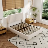 Meubles de chambre à coucher modernes de luxe, taille complète, avec tiroirs de rangement, design minimaliste capitonné, couleur beige émeraude