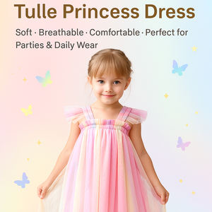 Abito da principessa in Tulle arcobaleno vestito da festa estivo per bambini prendisole senza maniche <span class=keywords><strong>con</strong></span> fiocco per ragazze - Product Image 2