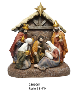 Juego <span class=keywords><strong>de</strong></span> Nacimiento Navideño <span class=keywords><strong>de</strong></span> Resina <span class=keywords><strong>de</strong></span> 8.4 Pulgadas con Estrella Dorada, Figuras <span class=keywords><strong>de</strong></span> la Sagrada Familia y los <span class=keywords><strong>Reyes</strong></span> <span class=keywords><strong>Magos</strong></span>, Decoración Tradicional para el Hogar - Product Image 4