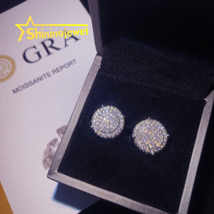 Pendientes de Botón Grandes y Gruesos de 14 mm con Incrustaciones de Diamantes, Joyería de Rapero, Certificación GRA, Probador de Diamantes, Pendientes de Botón de Moissanita 925 - Product Image 5