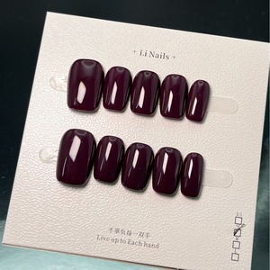 Handmade Press on Nails 10pcs Luxury <strong>Grape</strong> Purple Acrylic False Nails Salon Quality Reusable Solid Color Stick on Nails - Product Image 4