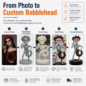 Figura de Resina Personalizada de Esqueleto Realista con Corona de Rosas, Pintada a Mano, Estilo Día de Muertos, Recuerdo - Product Image 5