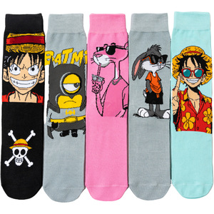 HY-5025 nouveau 2025 mode créatif Funky <span class=keywords><strong>Luffy</strong></span> chaussettes garçon Anime film chaussettes coton <span class=keywords><strong>équipage</strong></span> chaussettes hommes - Product Image 1