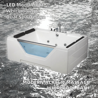 Nouvelle baignoire à remous multifonctionnelle autoportante en acrylique moderne avec lumière LED, pour usage hôtelier, robinet inclus